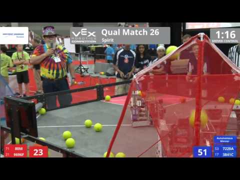 VEX Worlds 2016 - VRC Middle School - Spirit - Qual 26 (80M 9696F) 201 vs 183 (7220A 3841C)