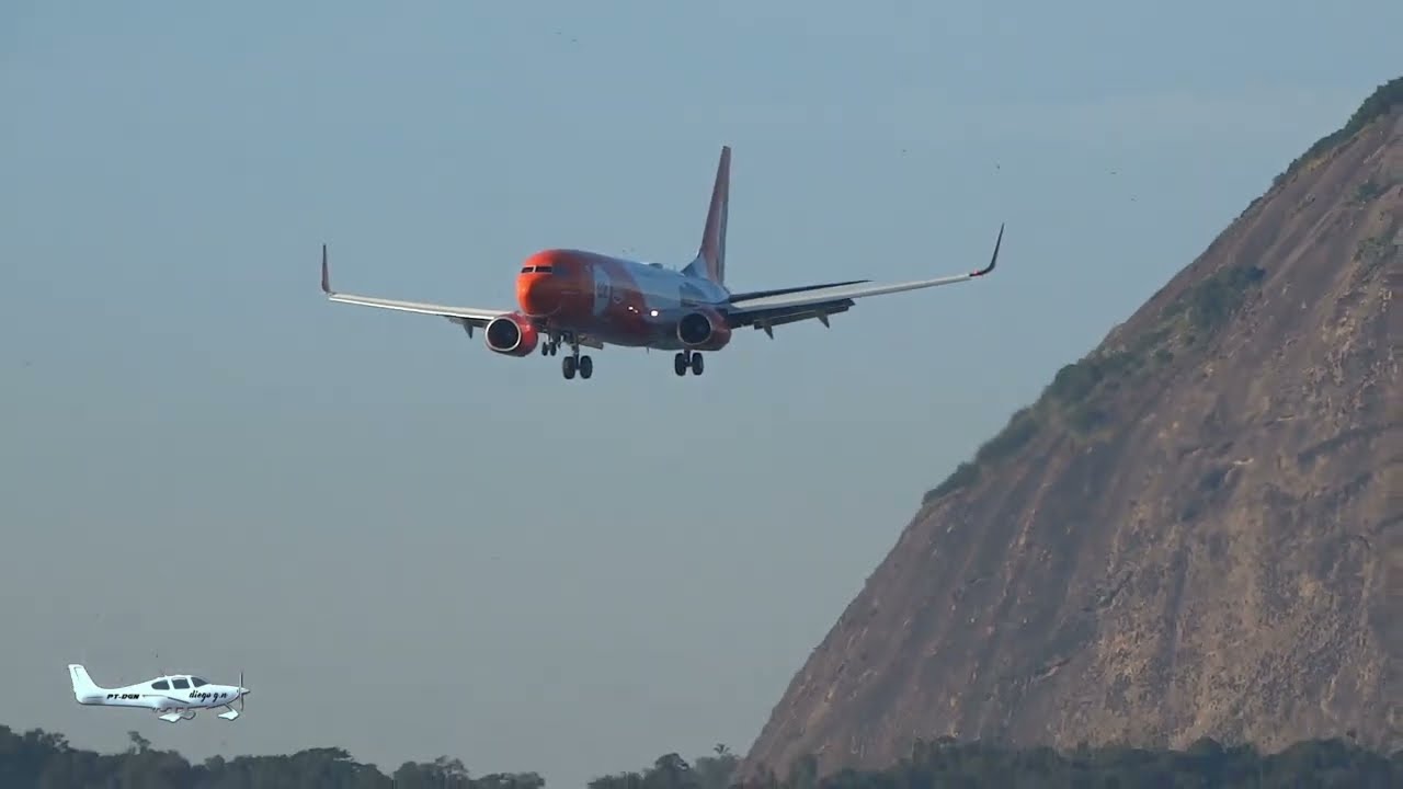pouso Boeing 737 8EH  PR GXV  GOL no SDU RJ