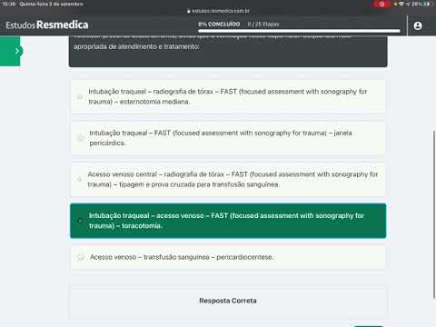Treinamento por Questões | Prova SUS-SP R1 2020 - 1  Pancreatite - Anemias - hepatopatia - ATLS