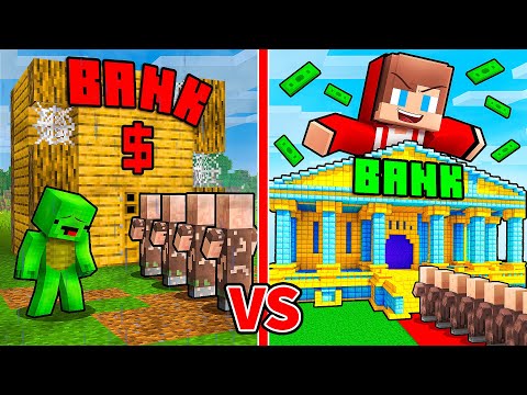 JJ and Mikey: POOR vs RICH BANK Battle in Minecraft - Maizen