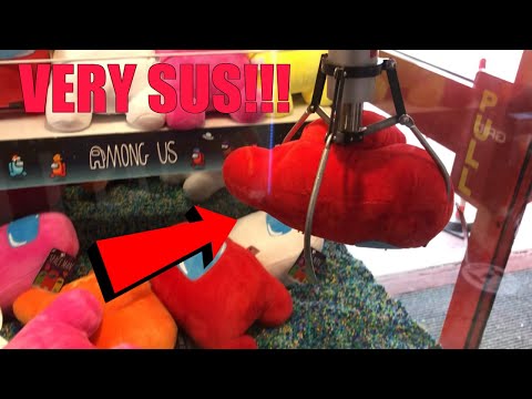 WINNING RED IMPOSTOR FROM AMONG US AT THE CLAW MACHINE! *EXTREMELY SUS*