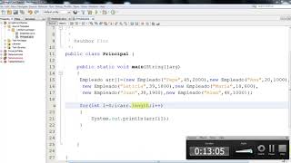 Ejercicio #64 Java.- Almacenar objetos en un arreglo (array), y mostrar sus atributos en pantalla.
