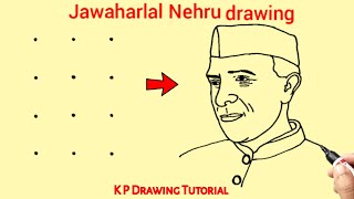 Childrens day drawing easy | jawaharlal nehru drawing easy from 3×4 dots | children day drawing