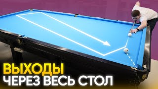 Выходы через весь стол в русском бильярде