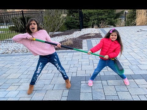 Deema and Sally Make a Mess and Clean Up with Cleaning Toys for Kids