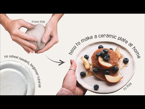how to make a ceramic plate at home ✿ no wheel needed, pottery tutorial for beginners