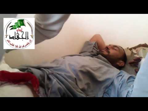 اسعاف أنور المرعي بعد السيطرة على مدينة عين عيسى إثر اصابته بطلق رشاش 23 في الرقة