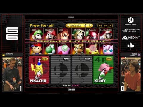 G6 - Blondekid (Pikachu) Vs. Mando (Kirby) SSB64 Division 2