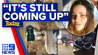 Woman waits to be rescued as floodwaters drown her home in Bungawalbin | 9 News Australia