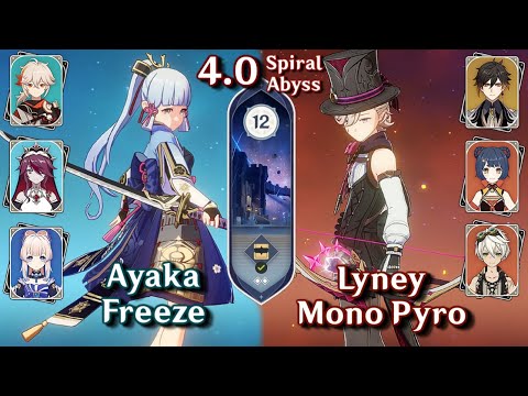 C0 Lyney Mono Pyro & C0 Ayaka Kokomi Freeze | Spiral Abyss 4.0 - Floor 12 9 Stars | Genshin Impact