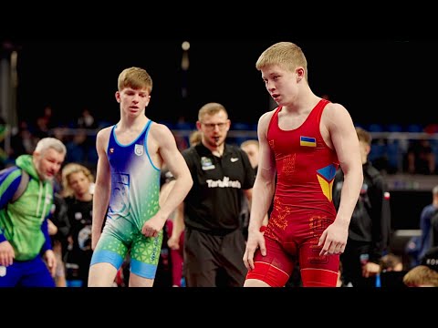U15 Nazar Bilyi (UKR) vs Oliwier Deja (POL) 57kg. Freestyle boys youth wrestling tournament.