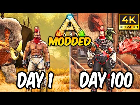 I Spent 100 Days in ARK Modded with New Dinosaurs [Scorched Earth Edition] [4K Version]