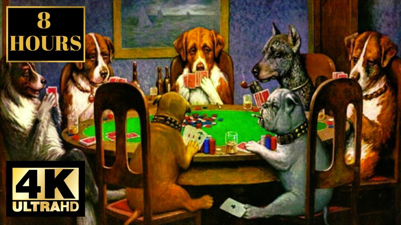 Art Painting “A Friend in Need” by Cassius Marcellus Coolidge Dogs Playing Poker 8 HOURS On Screen