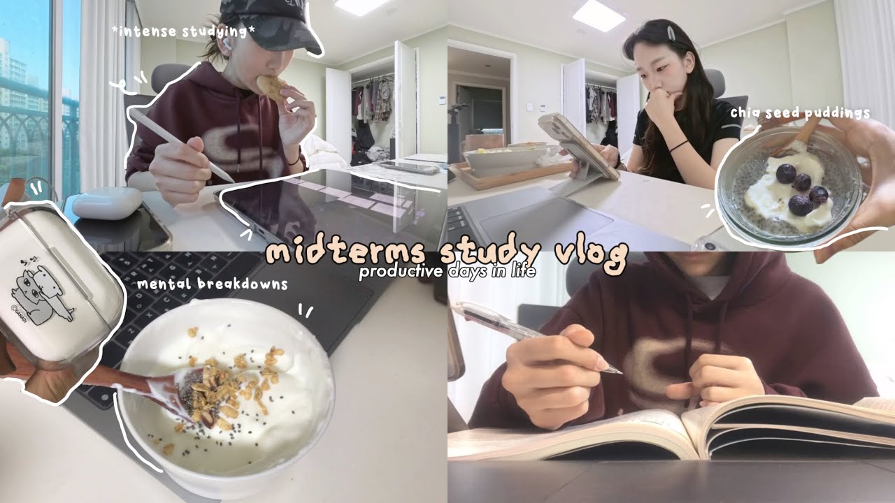 [STUDY VLOG] productive days in life, studying for midterms, exam week *intense studying*