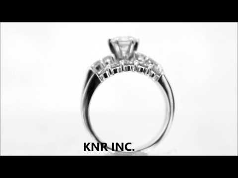 14K WHITE GOLD ROUND CUT DIAMOND ENGAGEMENT RING AND BAND ART DECO 1.74CTW - KNR INC - 447