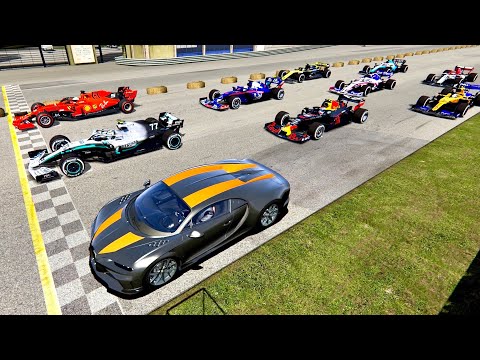 Bugatti Chiron Super Sport 300+ vs F1 2019 Cars - Old Monza