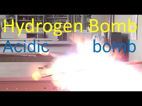 Hydrogen Bomb = Reaction of Hydrochloric acid and  Aluminum foil (Explosion)