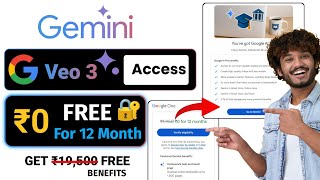 Get Google Ai Gemini Pro 12 Months VEO 3 FREE! Gemini Student Verification In India Complete Process