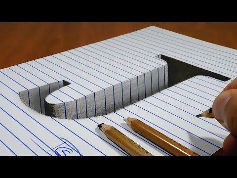 Draw a Letter J Hole on Line Paper   3D Trick Art