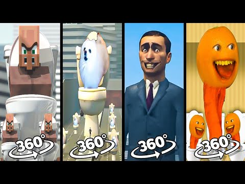 SPOONGE 360 VR - Skibidi Toilet Minecraft vs Multiverse vs Skibidi Dog Toilet 3 vs Annoying Orange Toilet | 360º VR