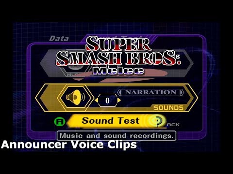 Super Smash Bros. Melee - Sound Test - All Announcer Voice Clips