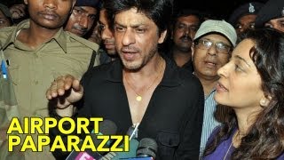 Shah Rukh Khan, Juhi Chawla Arrive At Mumbai