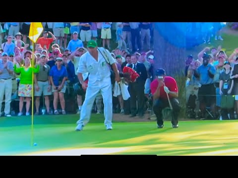 Is it the best golf shot of all time? Tiger Woods chip in on 16 at The Masters 2005.