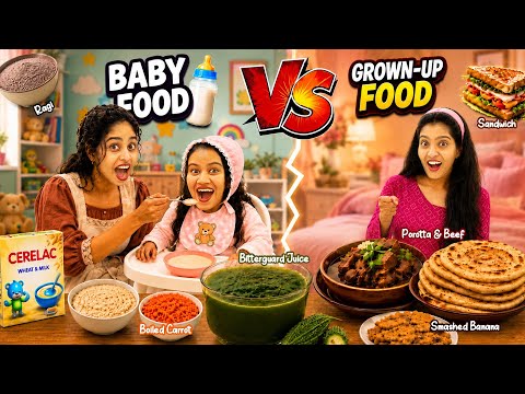 BABY FOOD VS GROWN UP FOOD CHALLENGE 🤩 | PULLOTHI