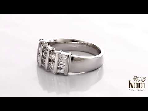 Bar Set Baguette and Round Multi-Row Anniversary Band - TwoBirch -