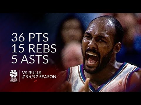 Karl Malone 36 pts 15 rebs 5 asts vs Bulls 96/97 season