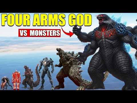 Four Arms Godzilla vs Giant Monsters | 3D Monster Size Comparison 2025
