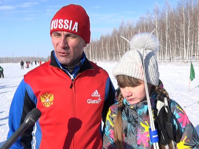 На лыжне Маняпов с дочерью Чулпан