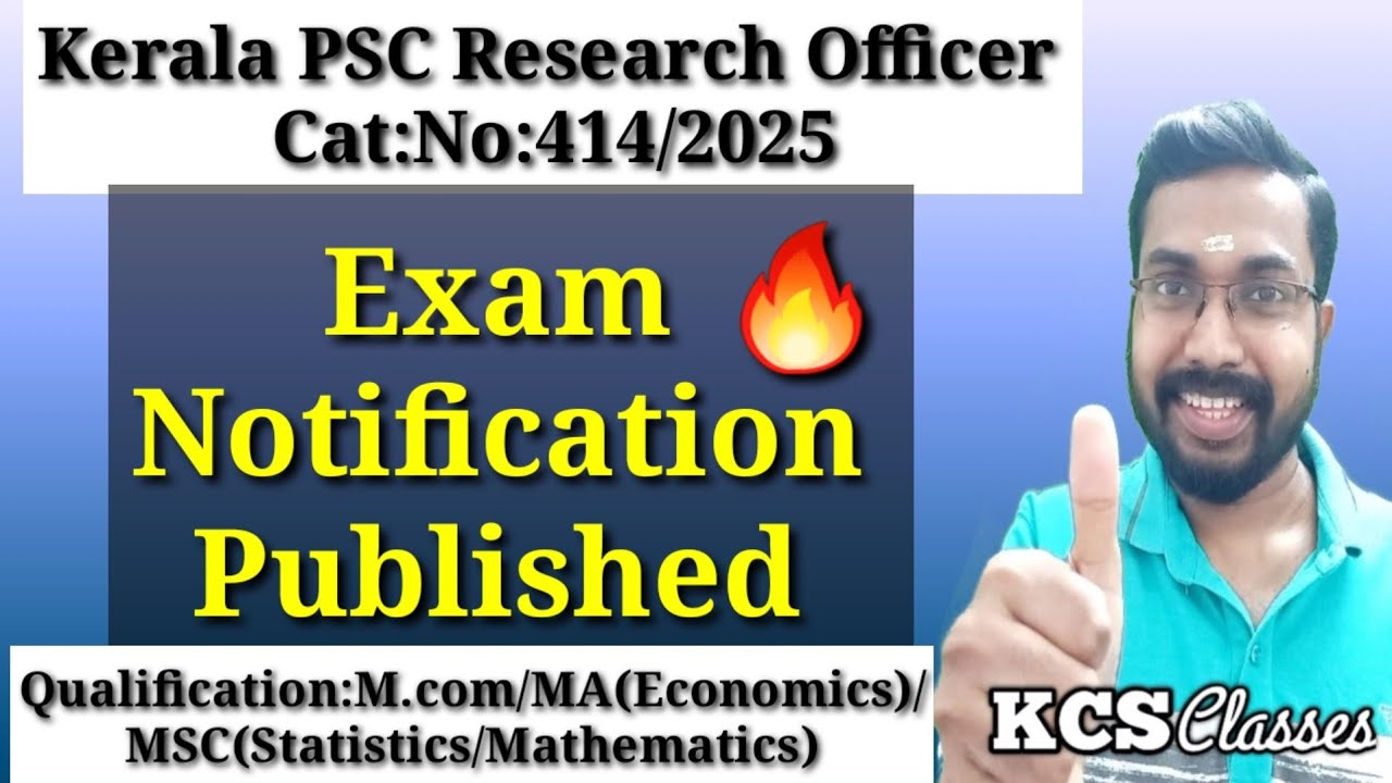 Kerala PSC Research Officer Cat:No:414/2025|Exam Notification Published|Commerce കാര്‍‍ക്ക് 🔥 