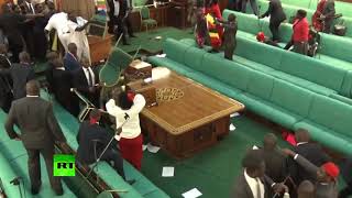 Massive brawl breaks out in Ugandan parliament over presidential age limit