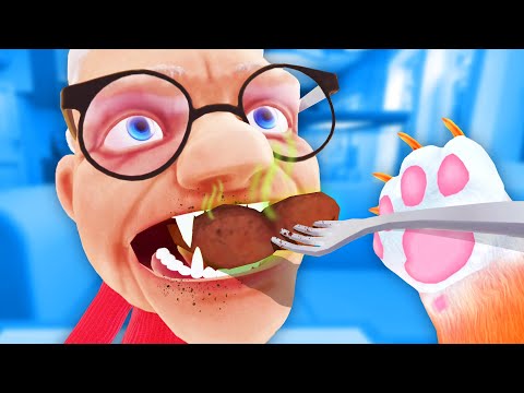 Granny Eats CAT POO... (I Am Cat VR New Update)