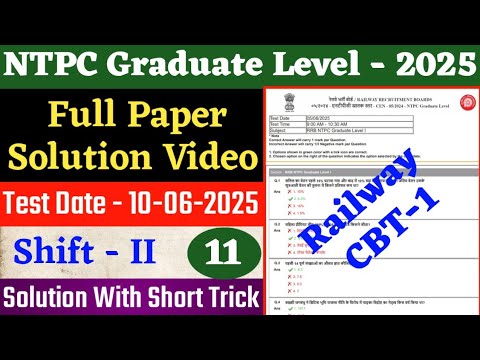 Railway NTPC previous year paper solution | RRB Paper -10-6-2025 | shift-2 | RRB NTPC Graduate Paper