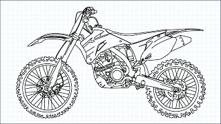 How to Draw a Dirt Bike  / ( Cross Motorcycle Draw