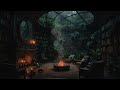 Rainy Dystopian Library Ambience Relaxing Music Rain Sounds Crackling Fire For Calm Focus