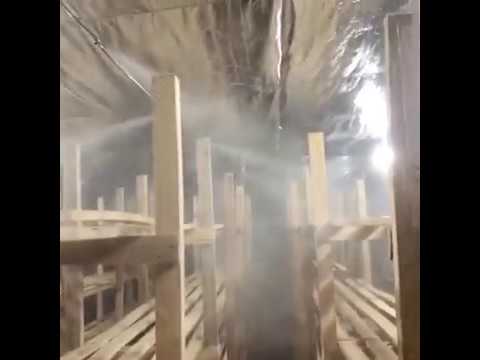 Пример монтажа системы туманообразования высокого давления в грибном цеху