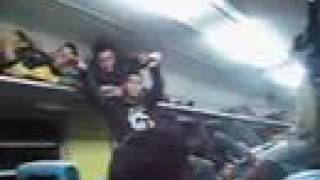 preview picture of video 'Soccer fans on train to Fes, after beating Meknes'