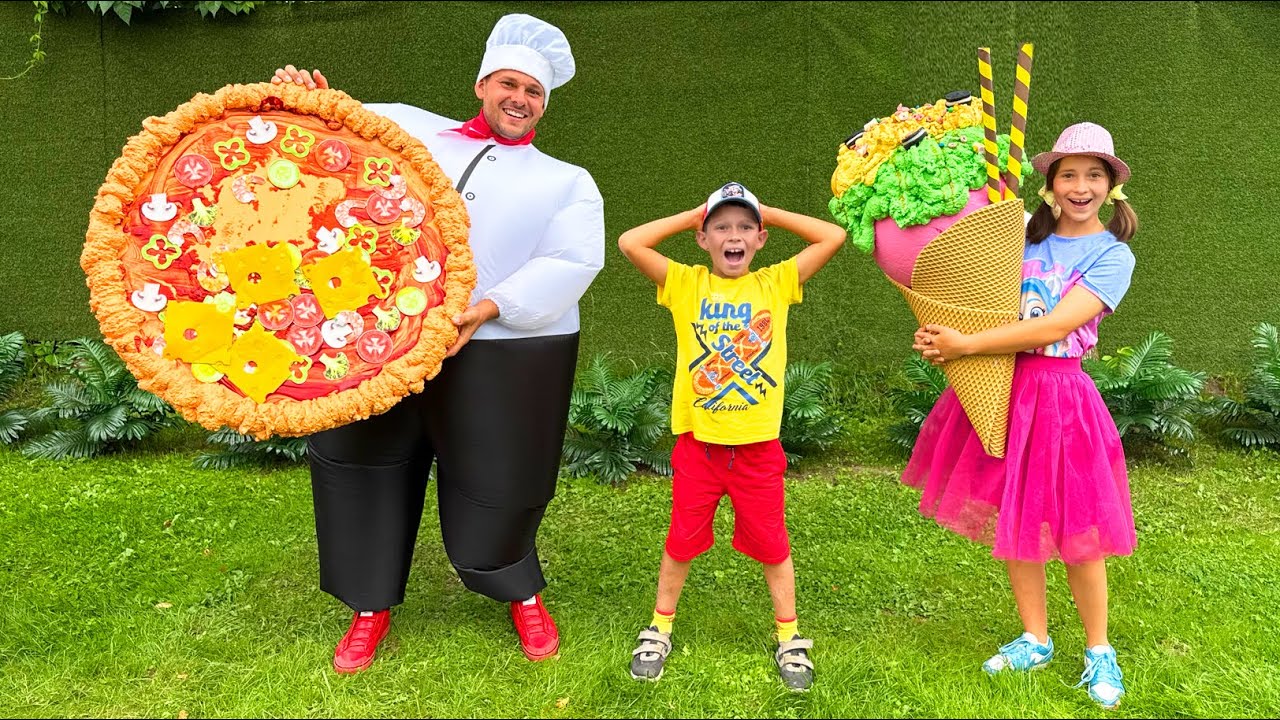 Sofia and Dad to cook giant pizza and ice cream