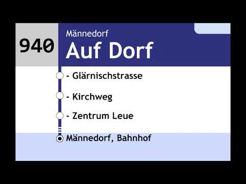 VZO Ansagen - Bus 940 Oetwil am See, Zentrum - Männedorf, Bahnhof
