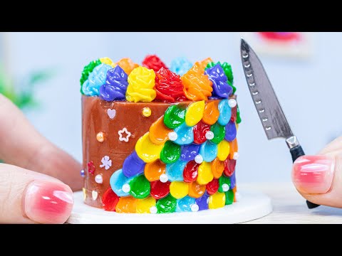 Satisfying Miniature Rainbow Chocolate Cake Decorating 🌈 Tiny Colorful Tasty Cakes