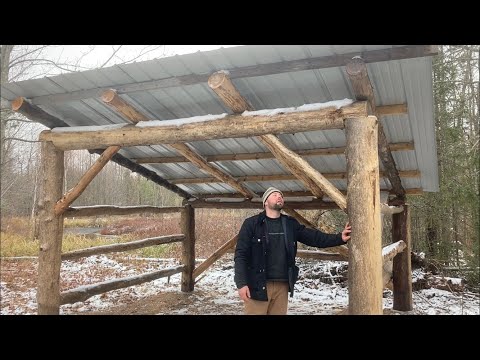 #146 DIY Log Framed Woodshed Start to Finish