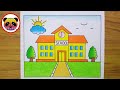 School Scenery Drawing / My School Drawing / How to Draw a Easy School For Beginners