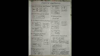 chemical Equilibrium class 11 All Formulas