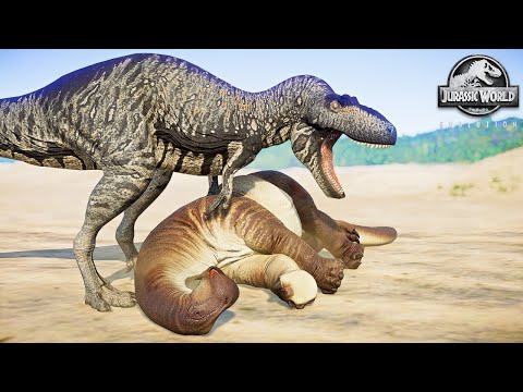 DASPLETOSAURUS hunting Nigersaurus herd in SAHARA DESERT