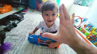 Dinosaur Monster Truck Racing 🦖🚙 with Hot Wheels Car Racing & Dino Toys | Kids Play Video