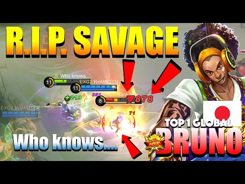Bruno RIP SAVAGE! Where's my Savage?! | Top 1 Global Bruno Gameplay By Who knows.... | MLBB