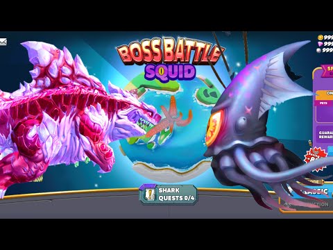 BIG SHIN SHARKJIRA SHARK VS COLOSSAL SQUID BOSS - GODZILLA BIG SHARK - HUNGRY SHARK WORLD GAMEPLAY